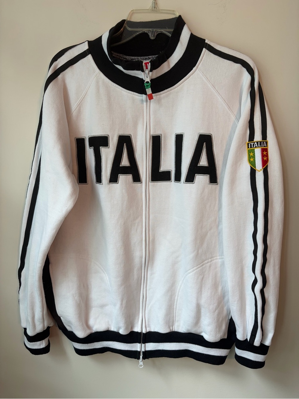 Polifemo Italia full zip knit track jacket size XL Vintage Y2K white Italian